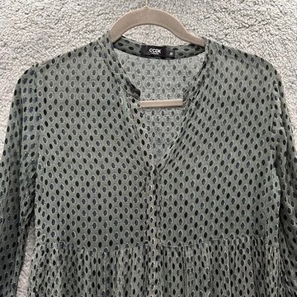 CCDK Copenhagen Size 38 (US 8) Sheer Tunic Top Multicolor Button Collar Boho - Picture 2 of 13